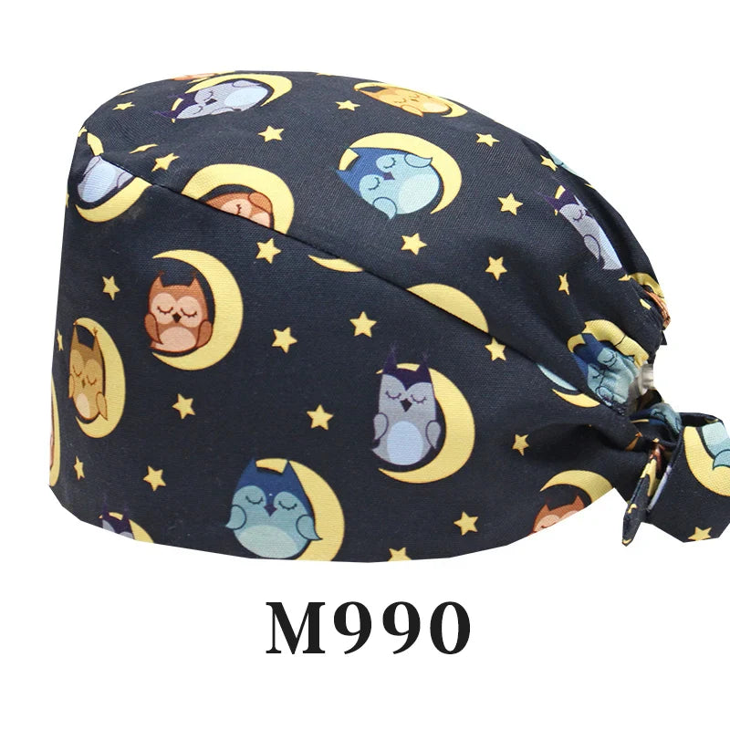 Cralom Women's Surgical Caps with Button for Various Professions