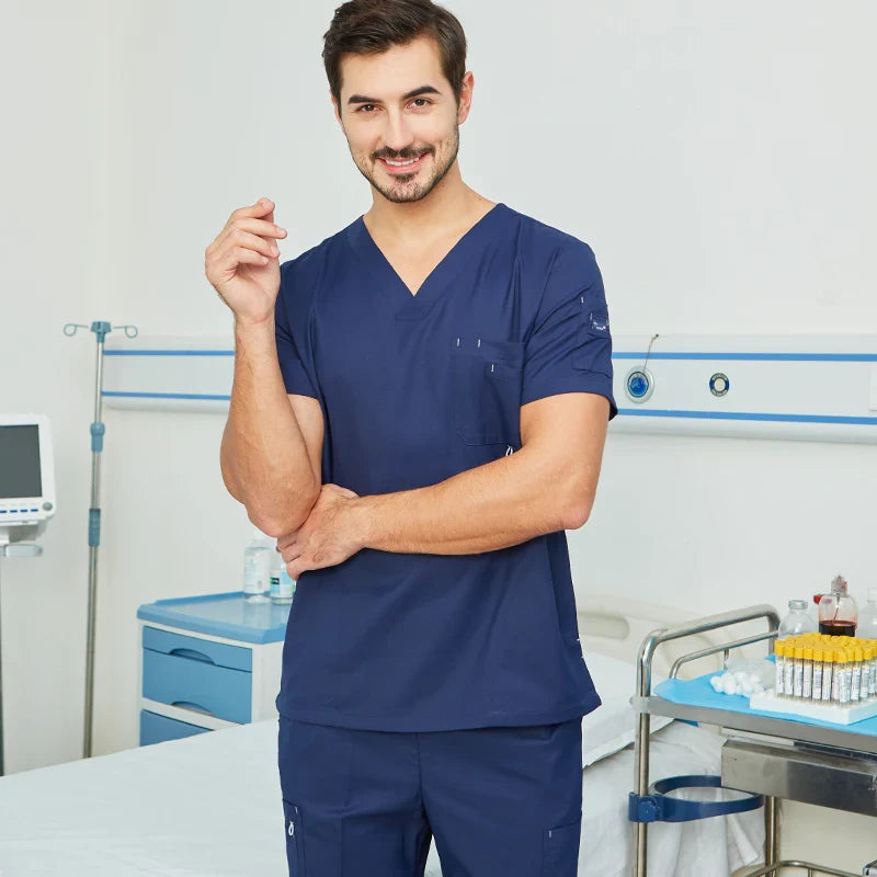Cralom Surgeon Scrub Set: 11-Pocket Anti-Static Hospital Uniform