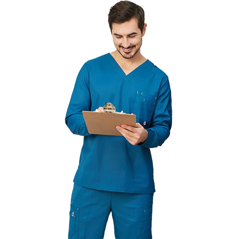 Cralom Surgeon Scrub Set: 11-Pocket Anti-Static Hospital Uniform