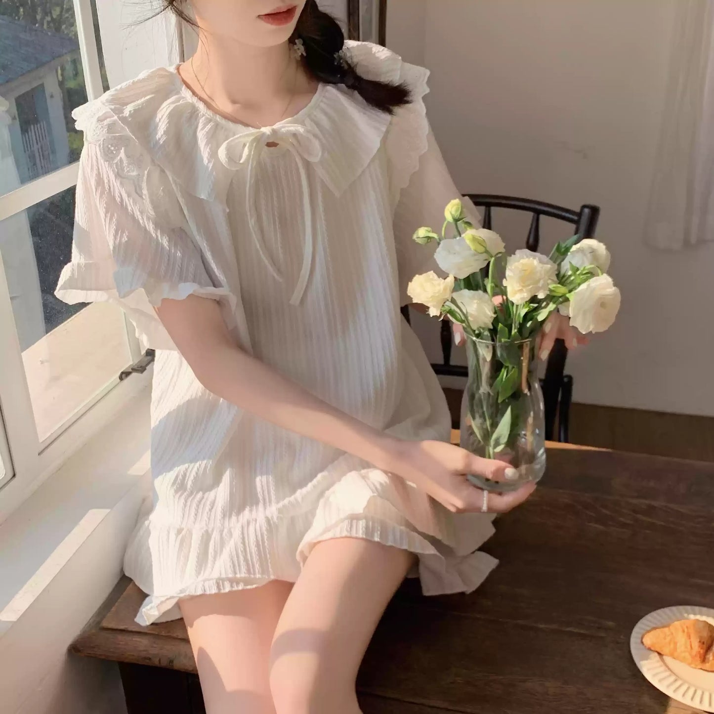 Cralom Sweet Summer Cotton Sleepwear Set for Women - Short-sleeved & Cute