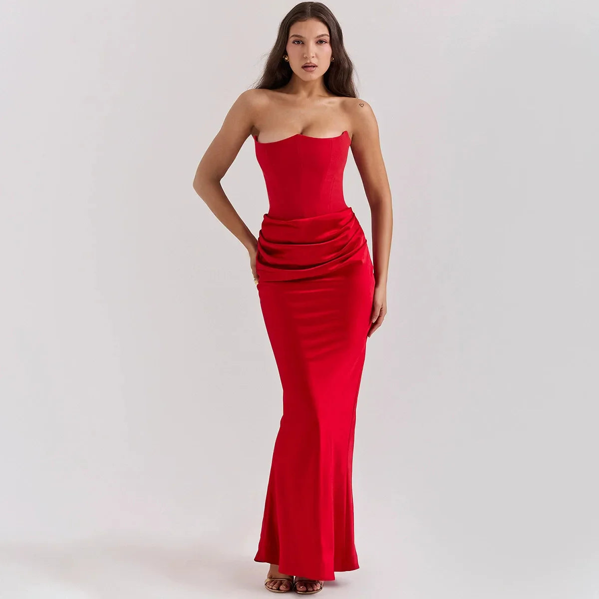 Cralom Summer Strapless Backless Evening Dress Slim Fit Sexy Style