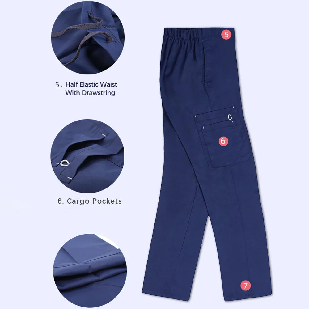 Cralom Surgeon Scrub Set: 11-Pocket Anti-Static Hospital Uniform