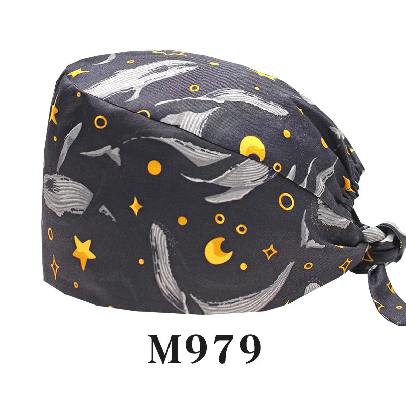 Cralom Whale Print Scrub Cap - M979 for Medical, Nursing, Dental, Veterinary