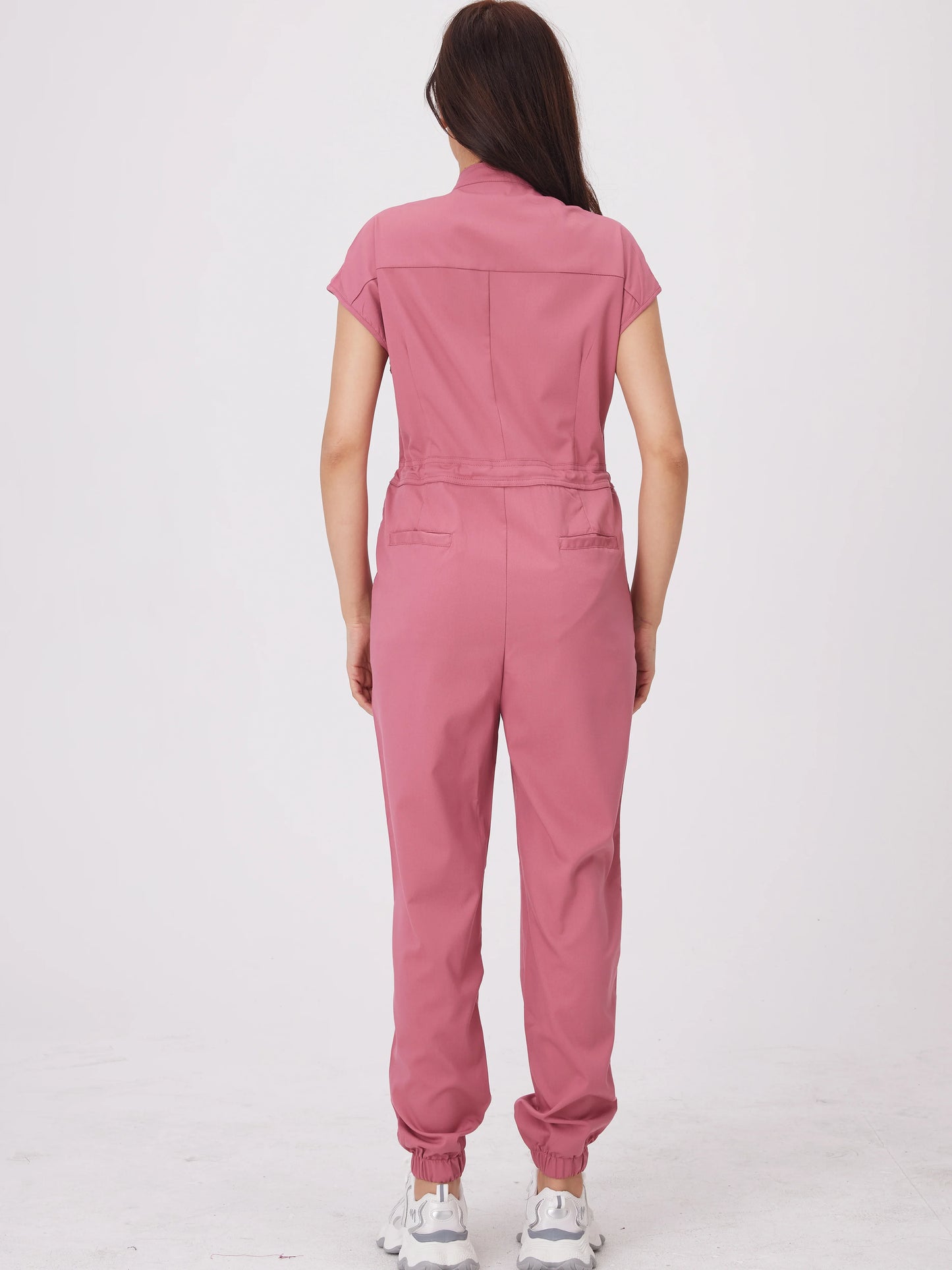 Cralom Short-Sleeve Scrub Jumpsuit with Pocket