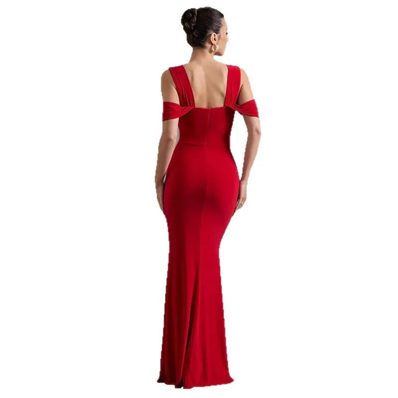 Cralom Women's Sexy Slit Dress Suspender Slim Fit Long Dress 2025