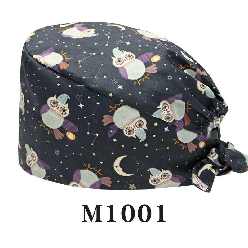 Cralom Women's Surgical Caps with Button for Various Professions