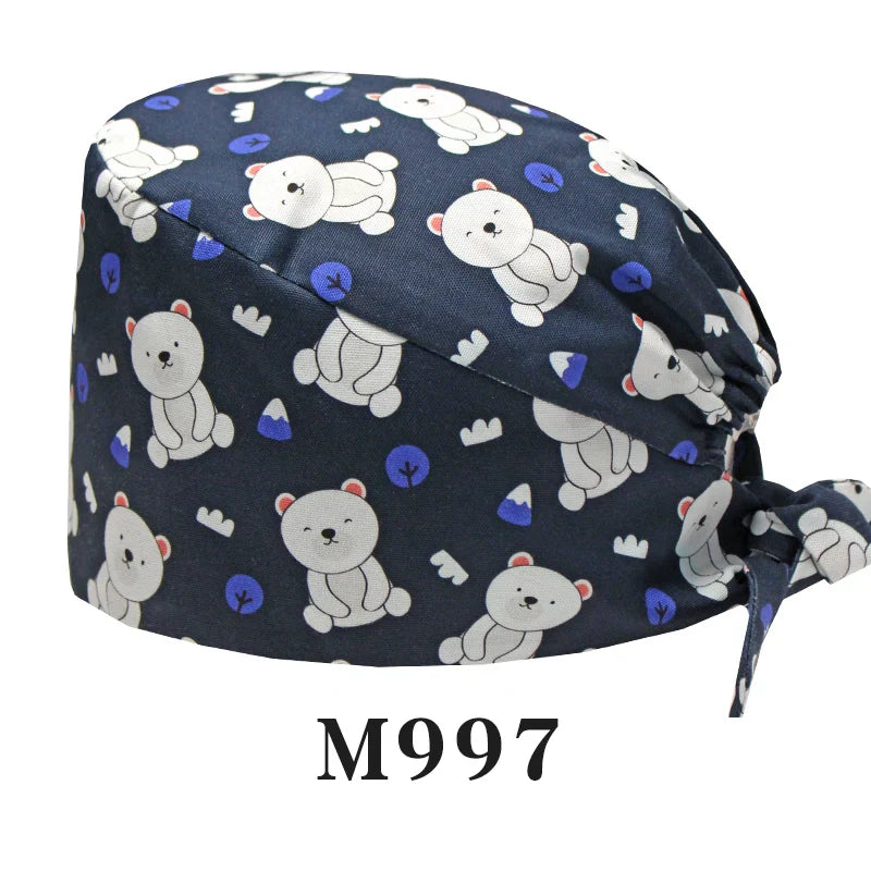 Cralom Women's Surgical Caps with Button for Various Professions