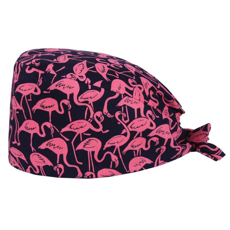 Cralom Cartoon Print Cotton Scrub Caps for Pet Grooming & Medical Professionals