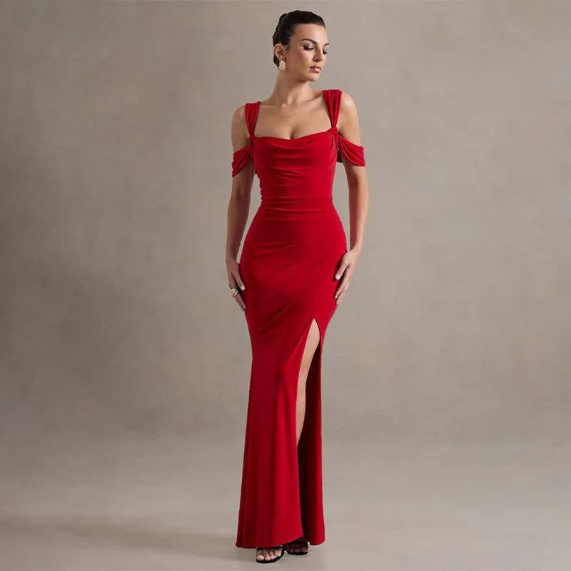 Cralom Women's Sexy Slit Dress Suspender Slim Fit Long Dress 2025