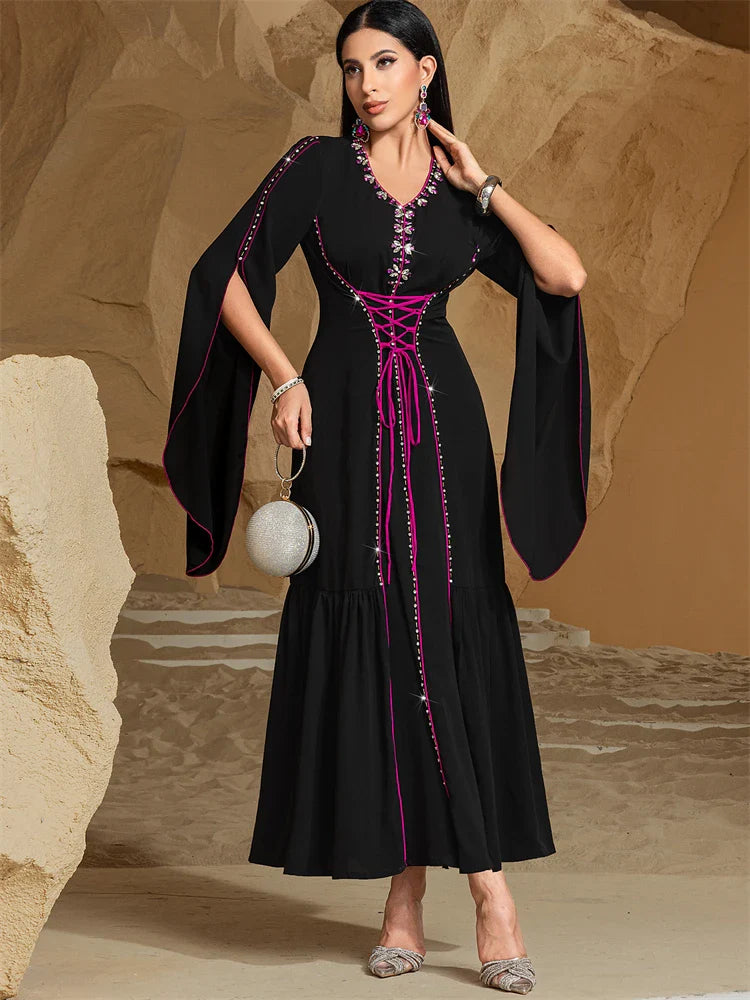 Ramadan Pink Dubai Satin Abaya Modest Muslim Prayer Dress for Women by Cralom