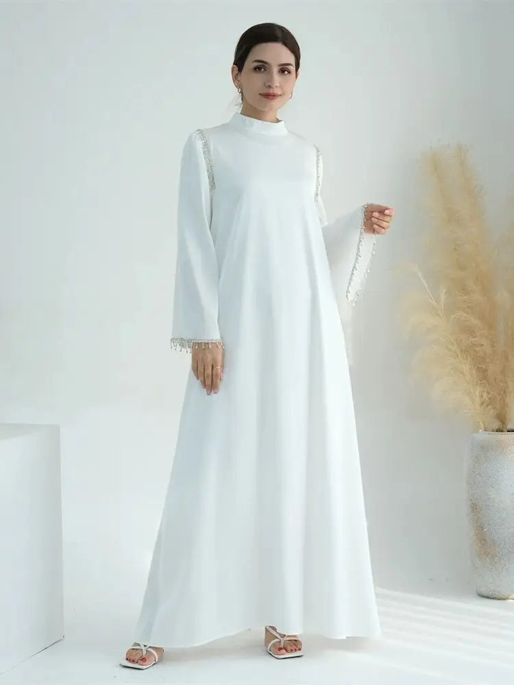 Ramadan Satin Diamond Abaya by Cralom: Elegant Islamic Dress for Women