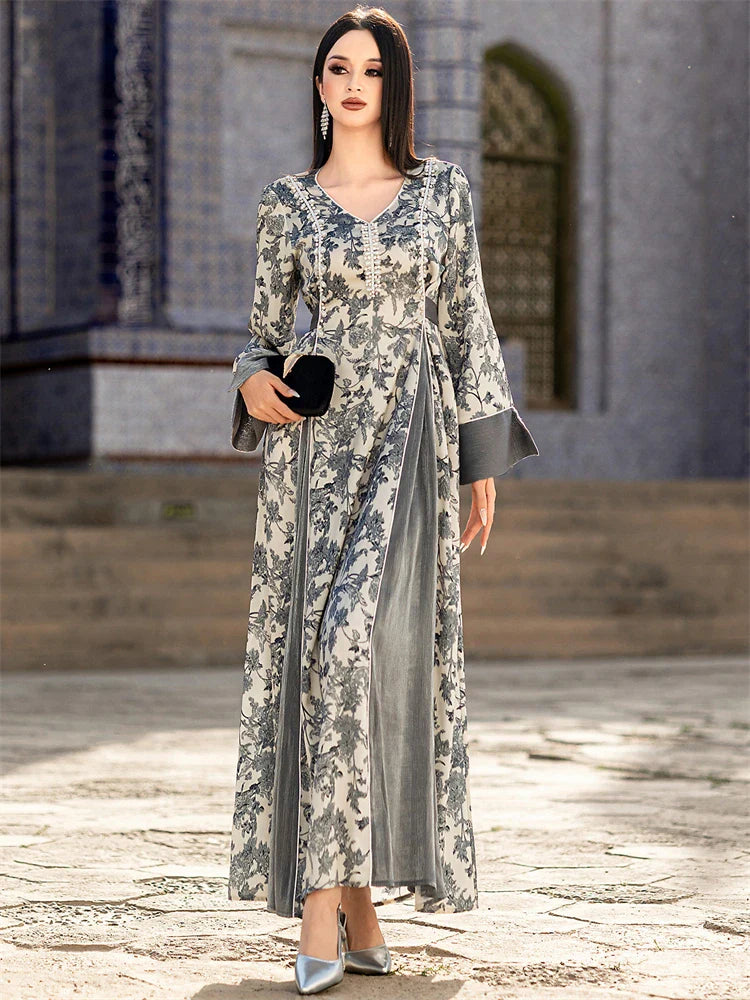 Ramadan Eid Cralom Abaya Dubai Muslim Dress Caftan Kaftan for Women
