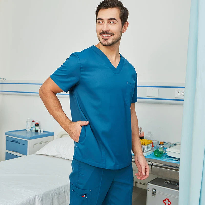 Cralom Surgeon Scrub Set: 11-Pocket Anti-Static Hospital Uniform