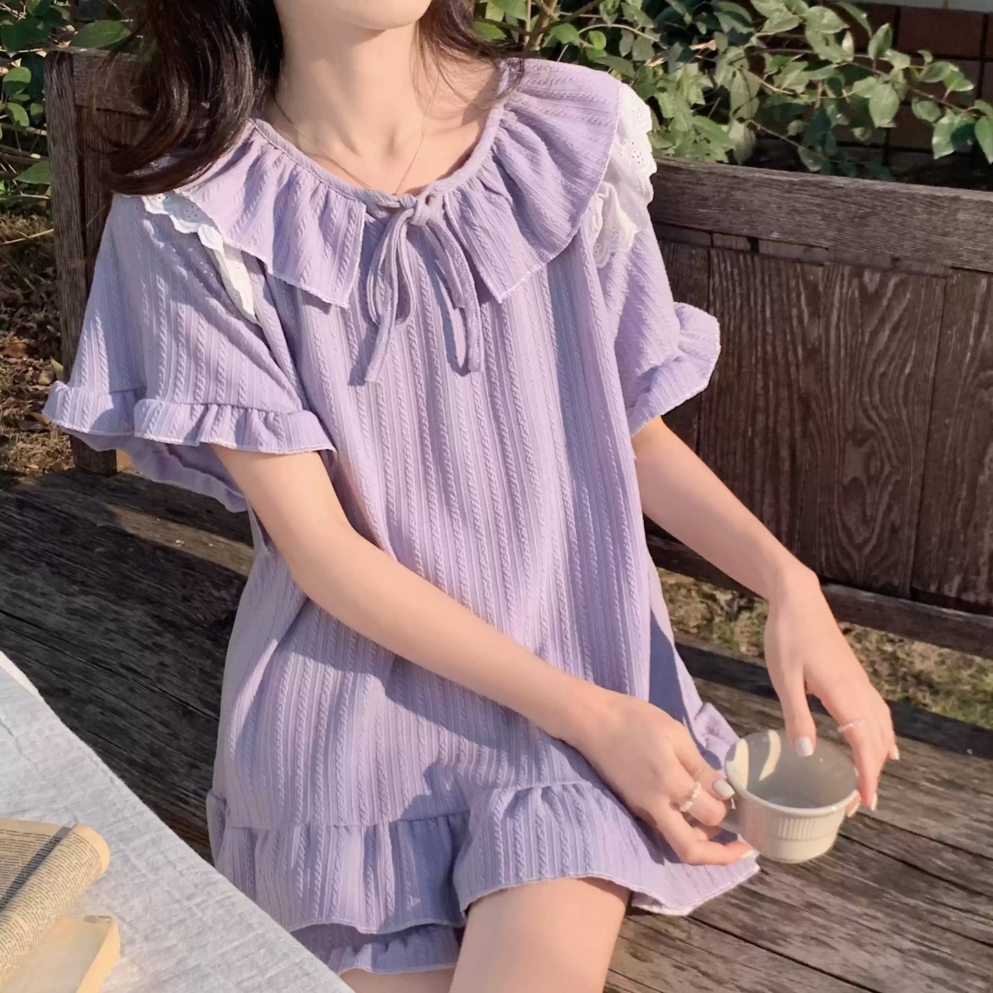 Cralom Sweet Summer Cotton Sleepwear Set for Women - Short-sleeved & Cute