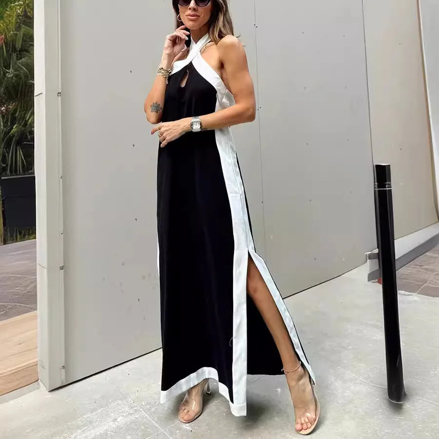 Cralom Cross Back Cotton Linen Dress for Spring and Summer 2025