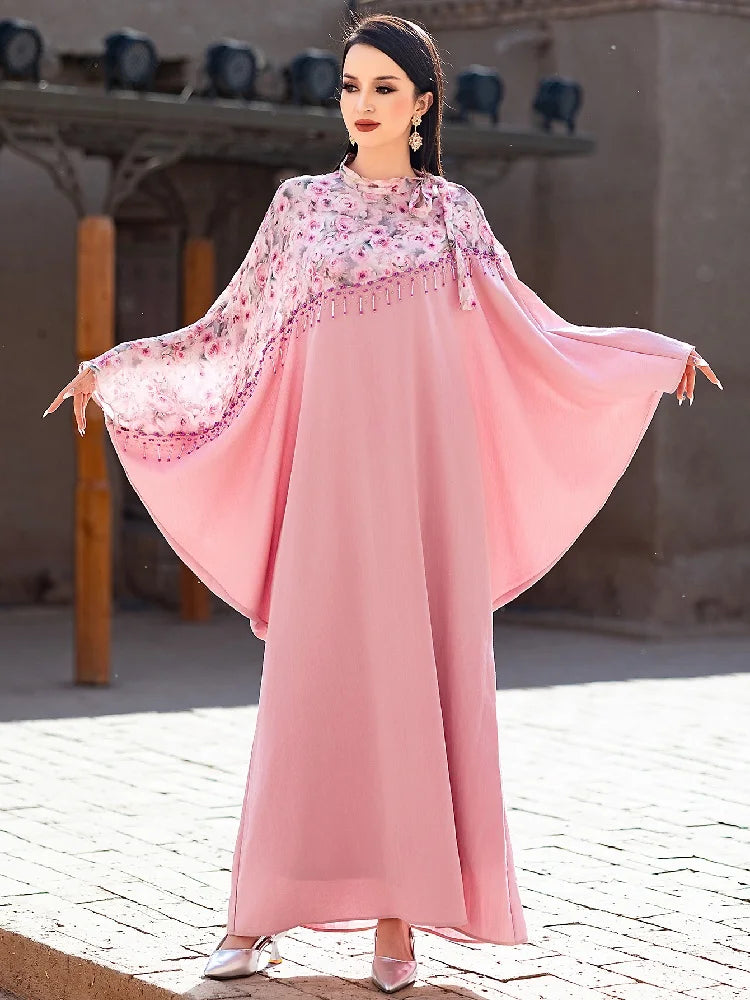 Ramadan Pink Abaya by Cralom: Elegant Arabic Islamic Dress for Women