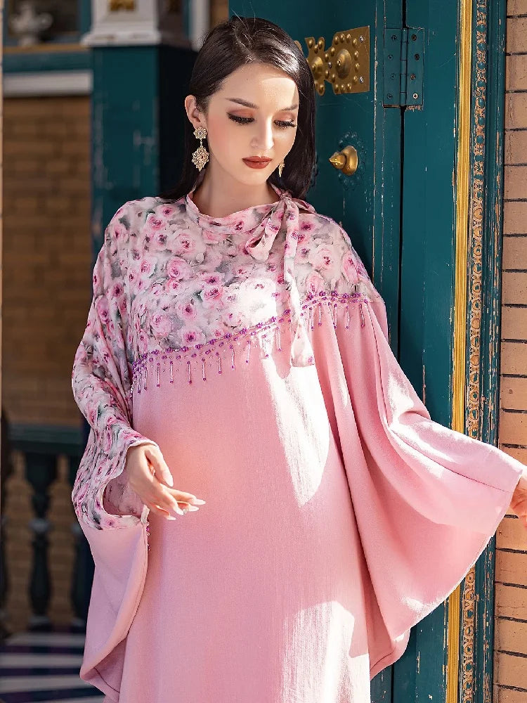 Ramadan Pink Abaya by Cralom: Elegant Arabic Islamic Dress for Women