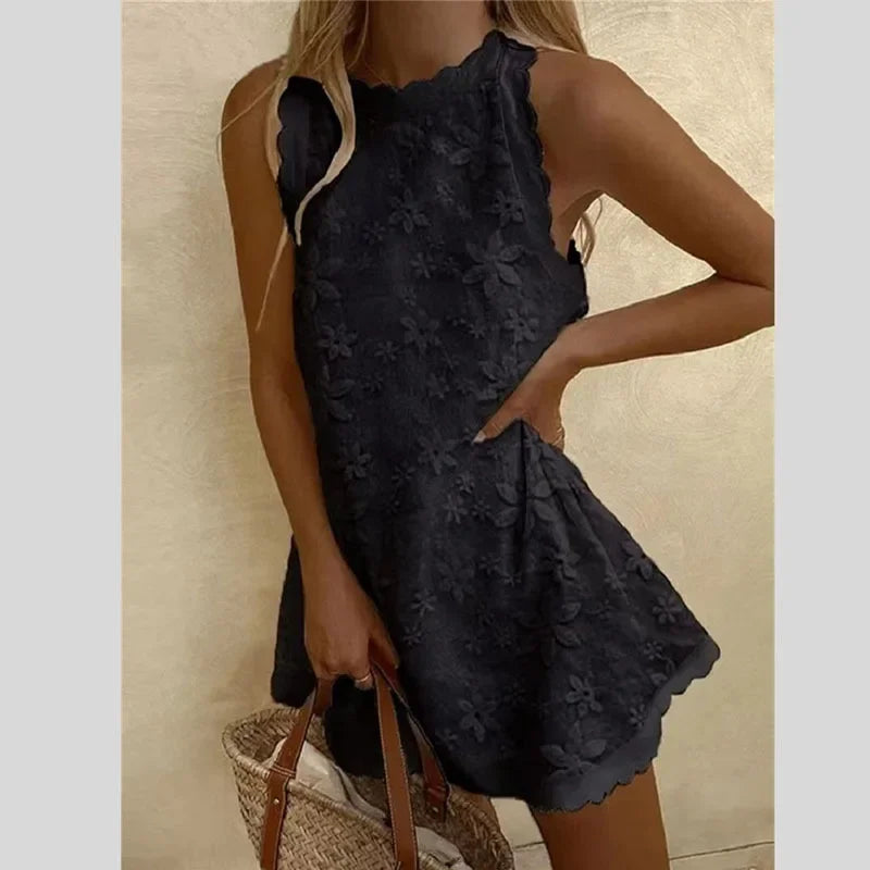 Cralom Floral Embroidery Off Shoulder Summer Dress