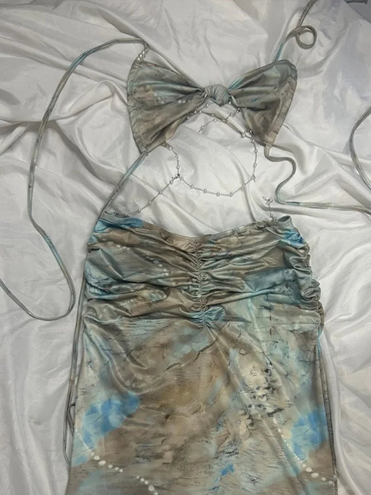 Cralom Sexy Hottie V-Neck Backless Beach Dress — Slim, Sleeveless & Laced-Up