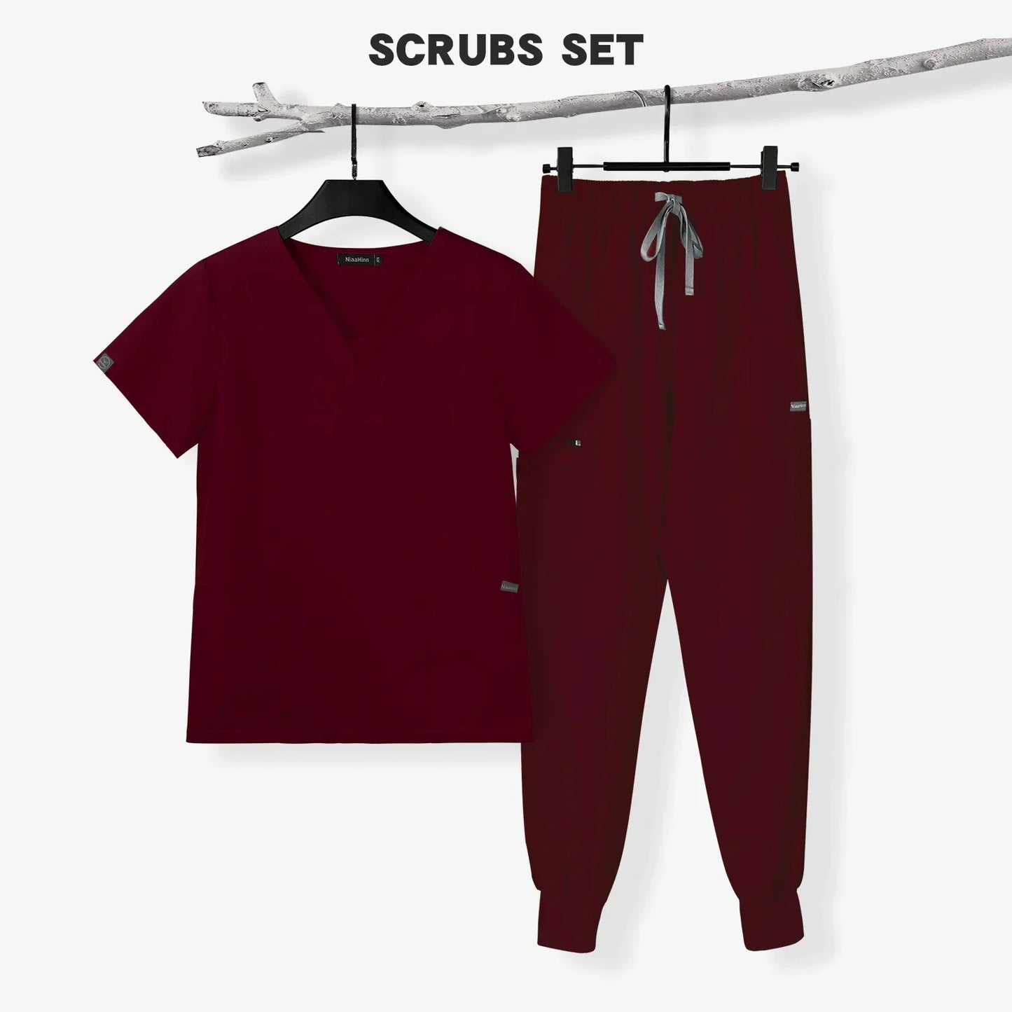Cralom Men's Scrubs Set: Top & Relax Pants, Short Sleeve, Leisure Fit