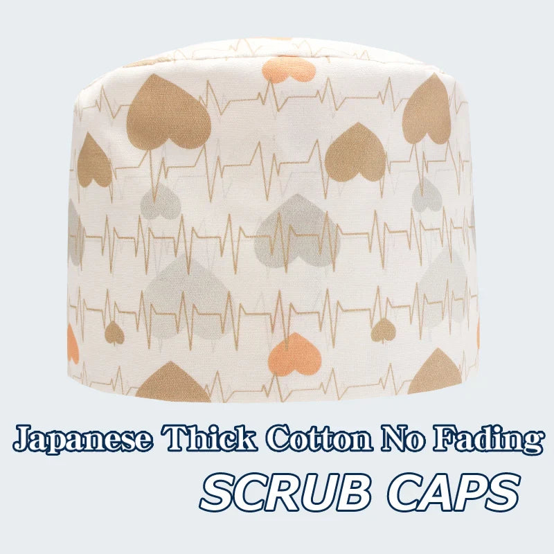 Cralom Cartoon Print Cotton Scrub Caps for Pet Grooming & Medical Professionals