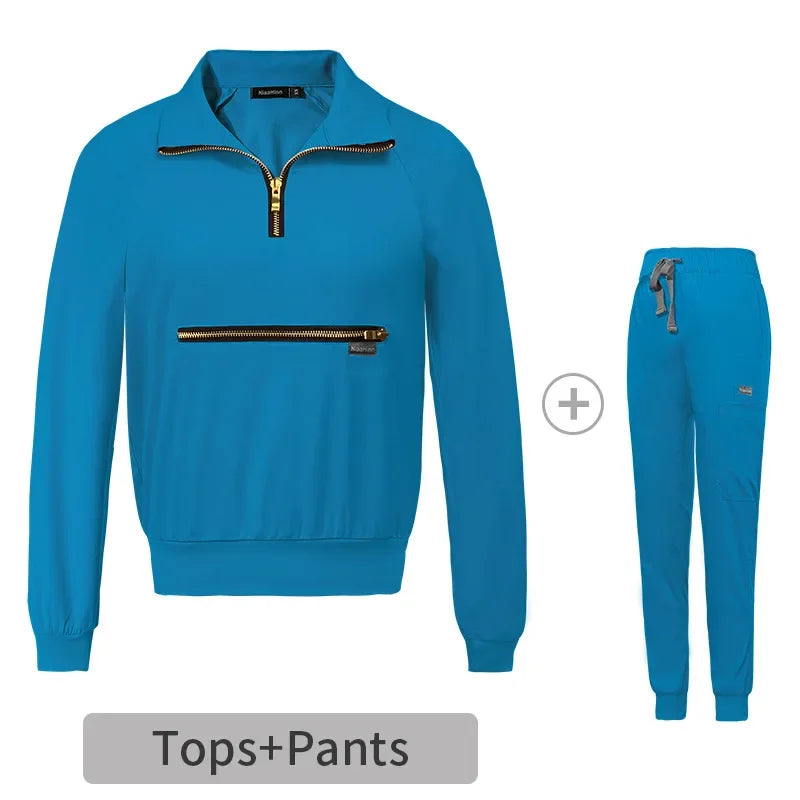 Cralom Solid Jogging Nursing Uniforms with Big Pocket