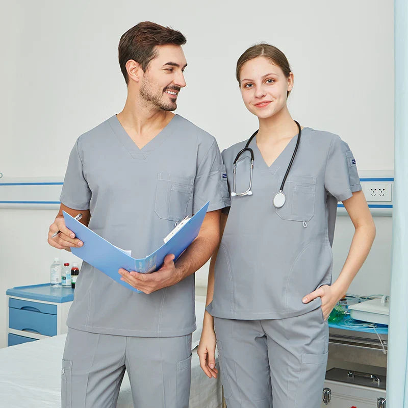 Cralom Surgeon Scrub Set: 11-Pocket Anti-Static Hospital Uniform