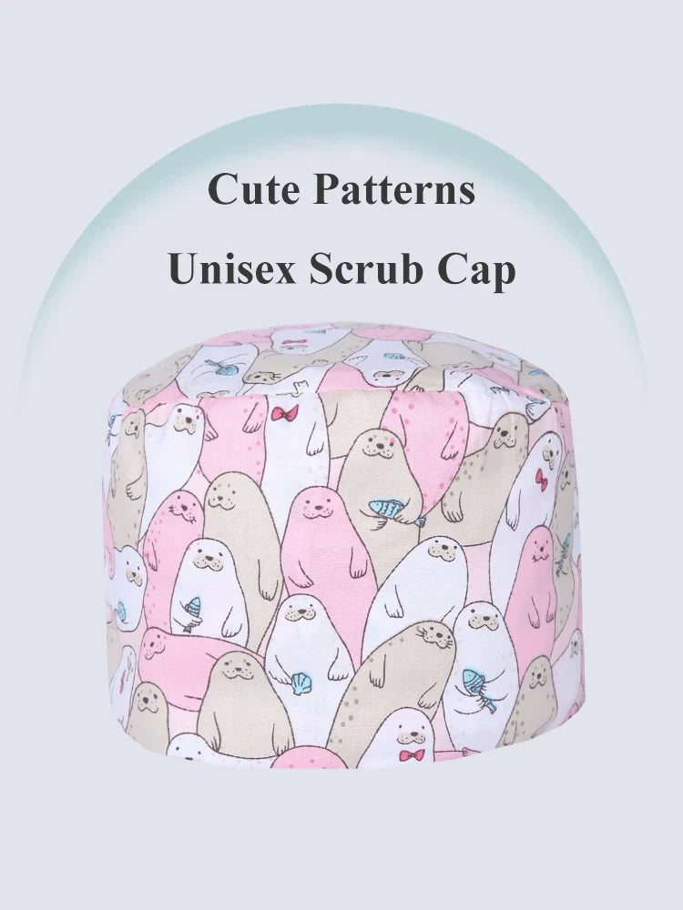 Cralom Seals Cotton Scrub Cap - Unisex Medical Surgical Hat