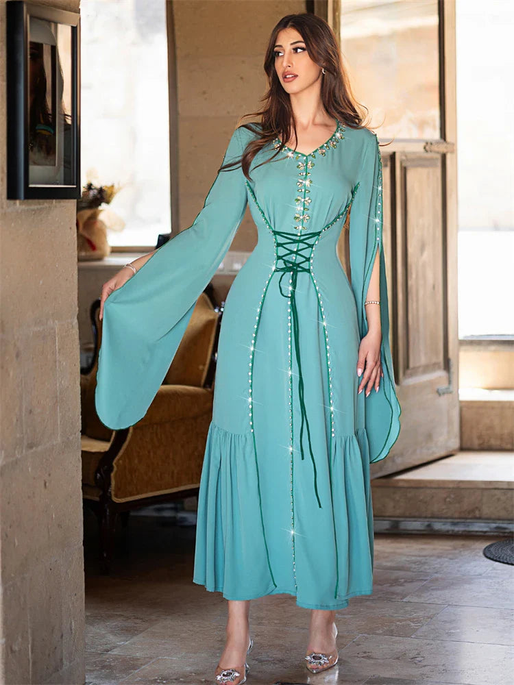 Ramadan Pink Dubai Satin Abaya Modest Muslim Prayer Dress for Women by Cralom