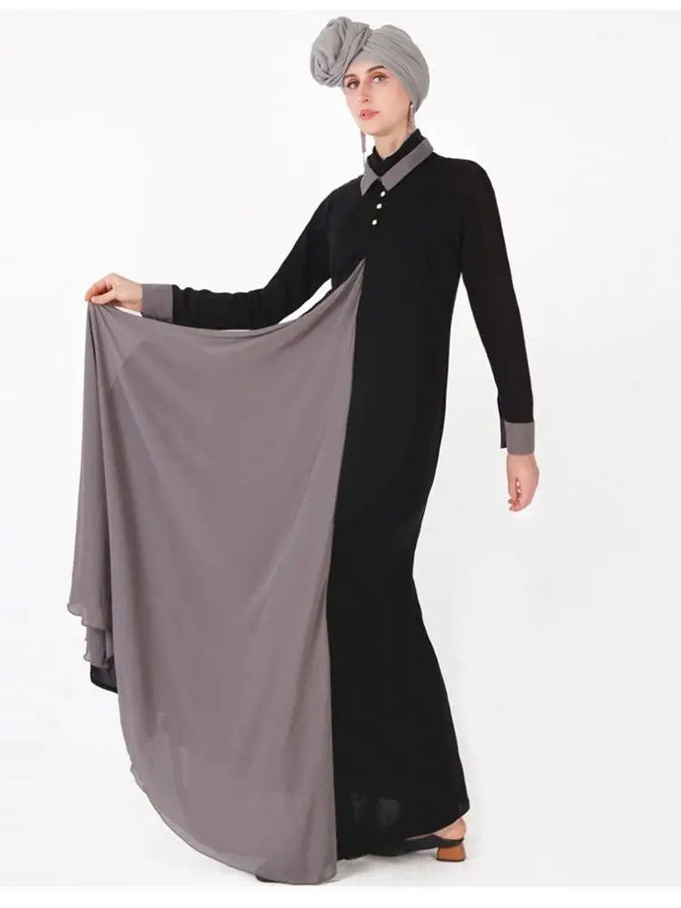 Ramadan Eid Black Abaya Damen Dubai Modest Dress by Cralom