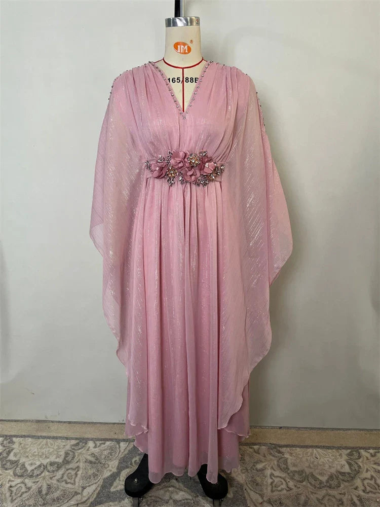 Pink Ramadan Eid Abaya by Cralom - Elegant Muslim Evening Dress for Women