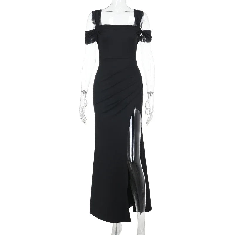 Cralom Women's Sexy Slit Dress Suspender Slim Fit Long Dress 2025