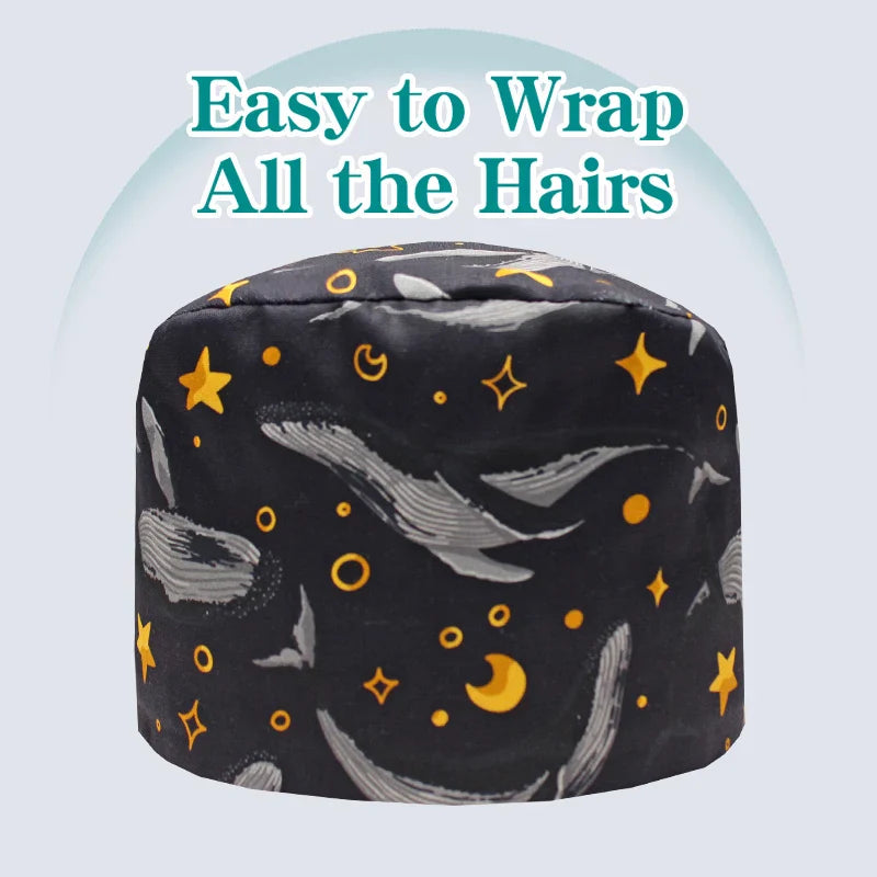 Cralom Whale Print Scrub Cap - M979 for Medical, Nursing, Dental, Veterinary