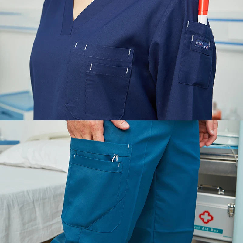 Cralom Surgeon Scrub Set: 11-Pocket Anti-Static Hospital Uniform