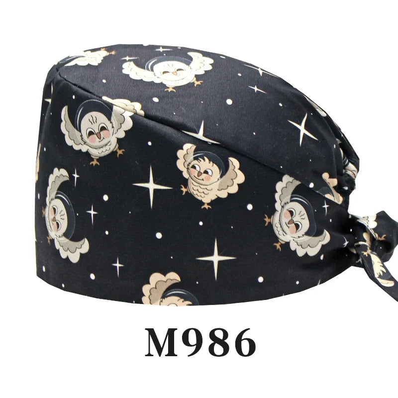 Cralom Women's Surgical Caps with Button for Various Professions