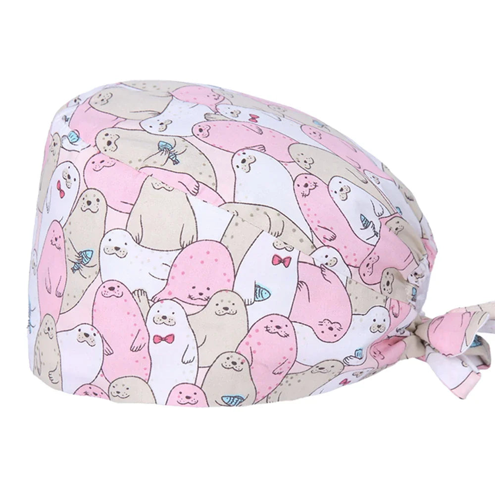 Cralom Seals Cotton Scrub Cap - Unisex Medical Surgical Hat