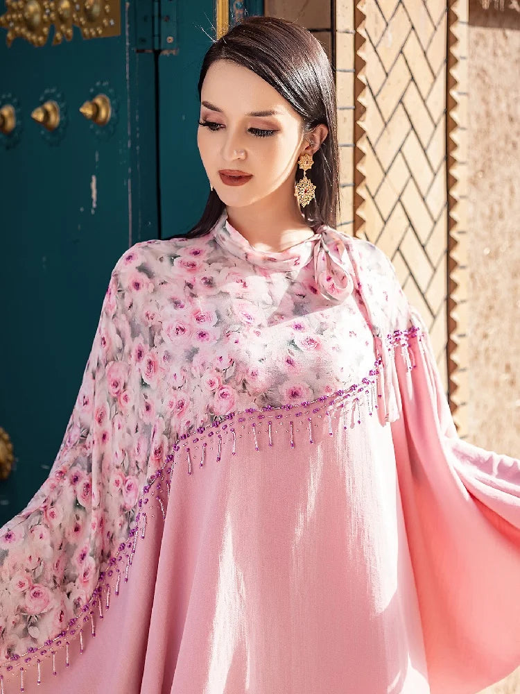 Ramadan Pink Abaya by Cralom: Elegant Arabic Islamic Dress for Women