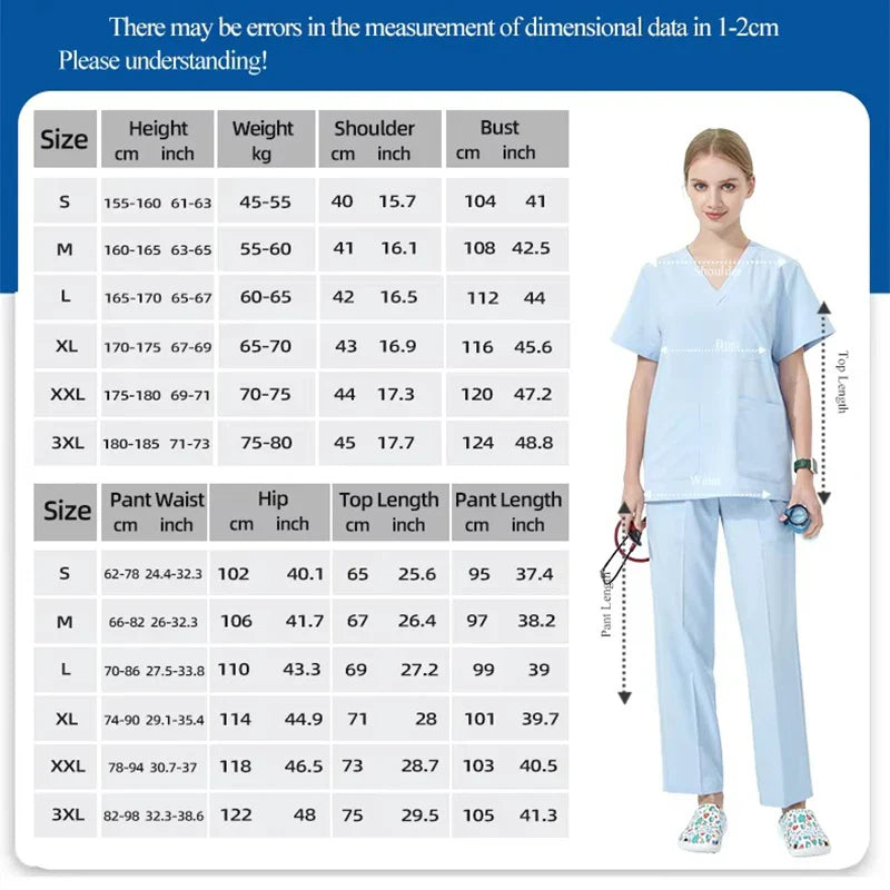 Cralom Women's Stretch Scrubs Set V-Neck Surgeon Uniform Slim Fit OR Overalls