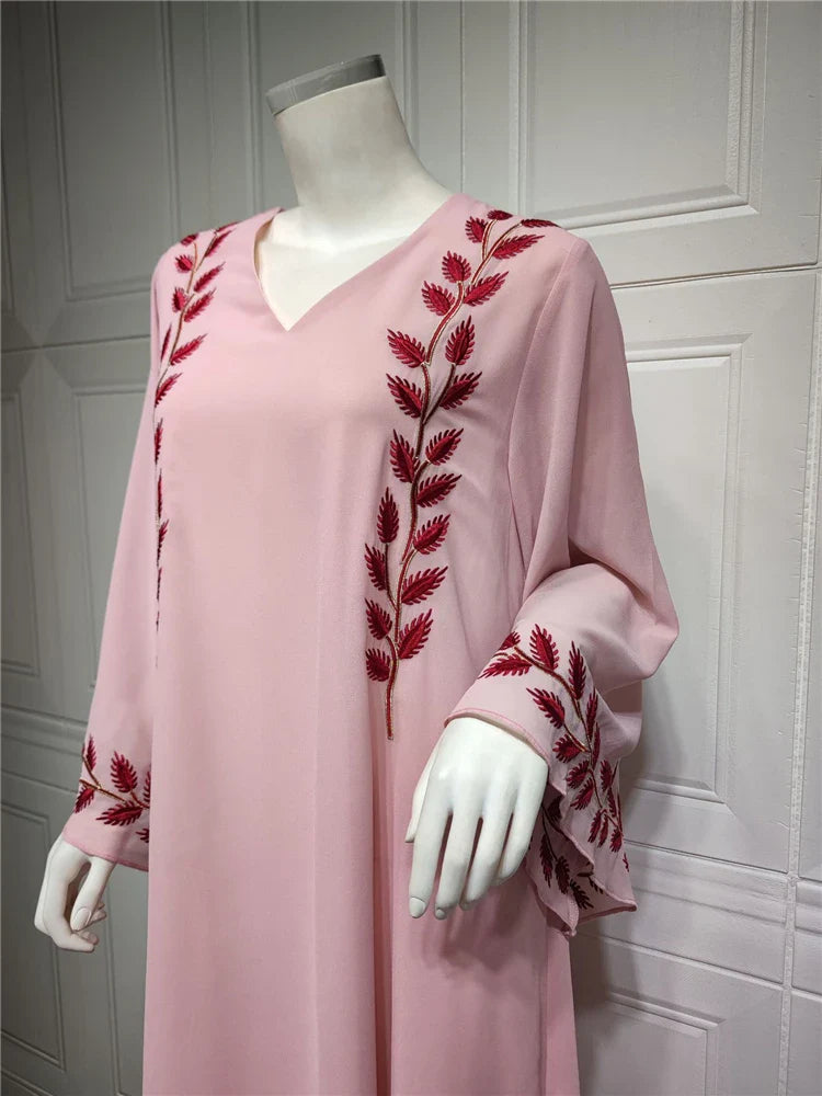 Pink Kaftan Robe for Modest Muslim Women by Cralom: Elegant Abaya Dress Hijab Islam