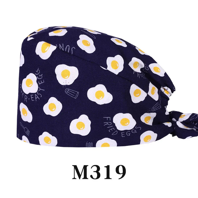 Cralom Cartoon Print Cotton Scrub Caps for Pet Grooming & Medical Professionals