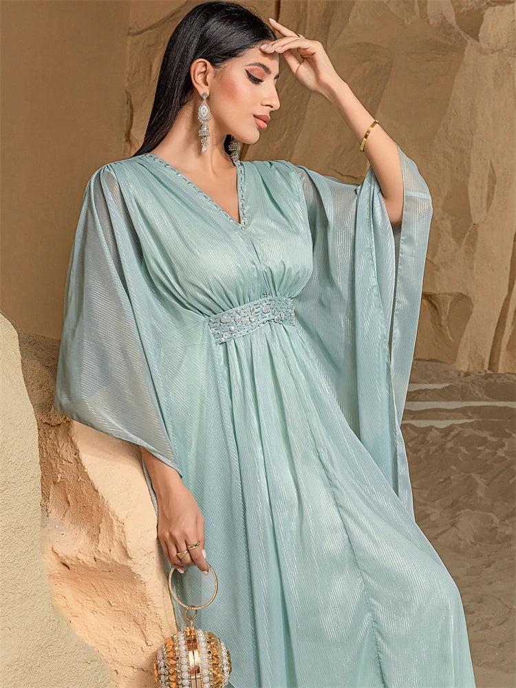Pink Ramadan Eid Abaya by Cralom - Elegant Muslim Evening Dress for Women