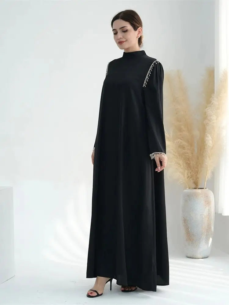 Ramadan Satin Diamond Abaya by Cralom: Elegant Islamic Dress for Women