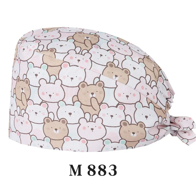 Cralom Women's Surgical Caps with Button for Various Professions