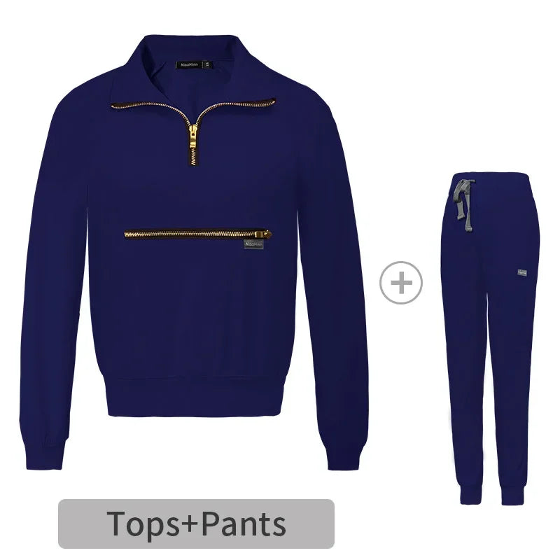 Cralom Solid Jogging Nursing Uniforms with Big Pocket