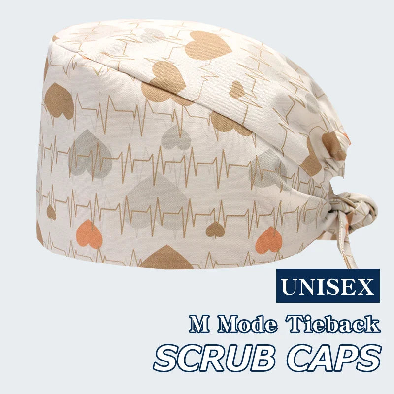 Cralom Cartoon Print Cotton Scrub Caps for Pet Grooming & Medical Professionals
