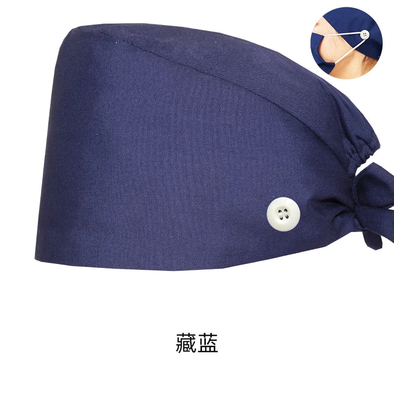 Cralom Navy Surgical Scrub Cap Unisex Poly-Cotton Clinical Hat