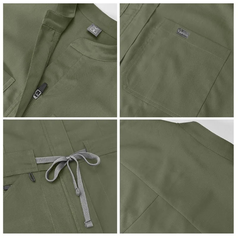 Cralom Short-Sleeve Scrub Jumpsuit with Pocket
