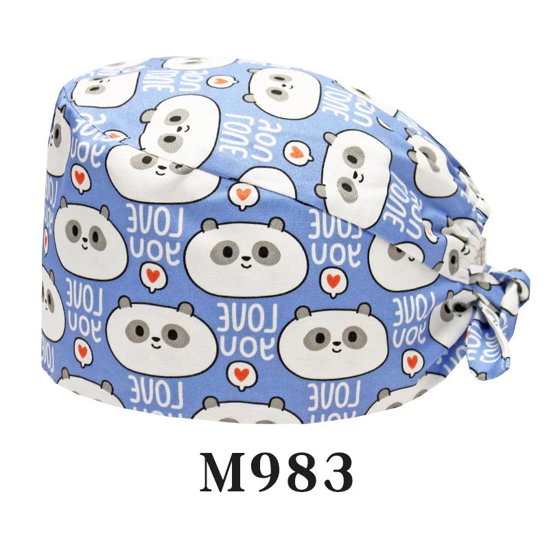 Cralom Women's Surgical Caps with Button for Various Professions