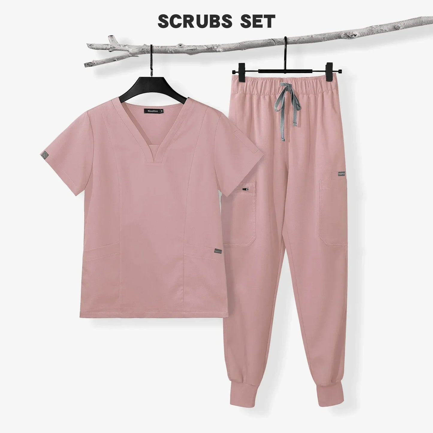 Cralom Men's Scrubs Set: Top & Relax Pants, Short Sleeve, Leisure Fit