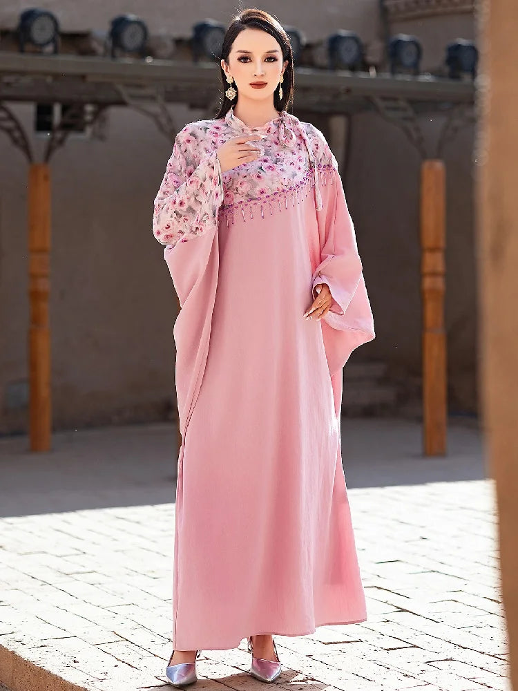 Ramadan Pink Abaya by Cralom: Elegant Arabic Islamic Dress for Women